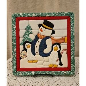 Quilt Magic - Winter Fun Snowman  and Peguin Wall Hanging - 11.75"